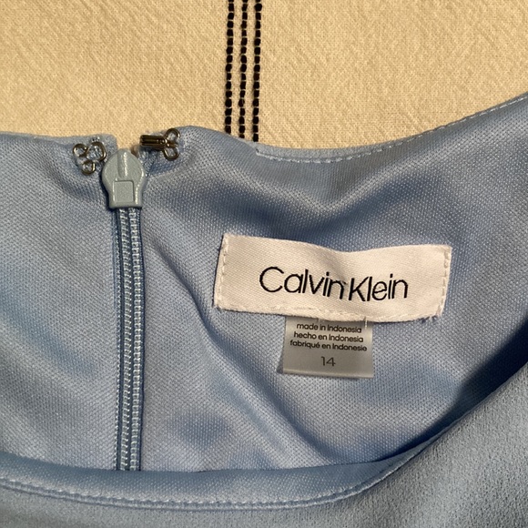Calvin Klein Soft Blue Sleeveless Round Neck A-Line Fit and Flare Dress, Size 14 - Picture 10 of 12